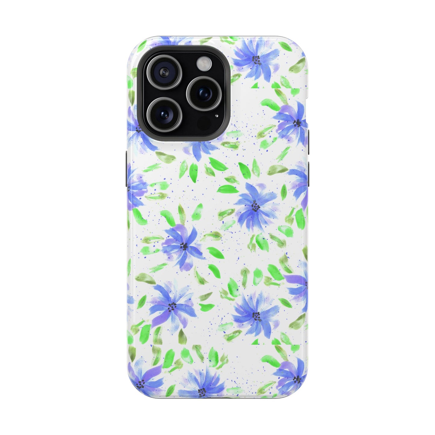Floral Blue Watercolor Phone Case — Magnetic Impact-Resistant