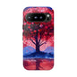 Heart Tree Phone Case — Romantic Red & Blue Protective Tough Case