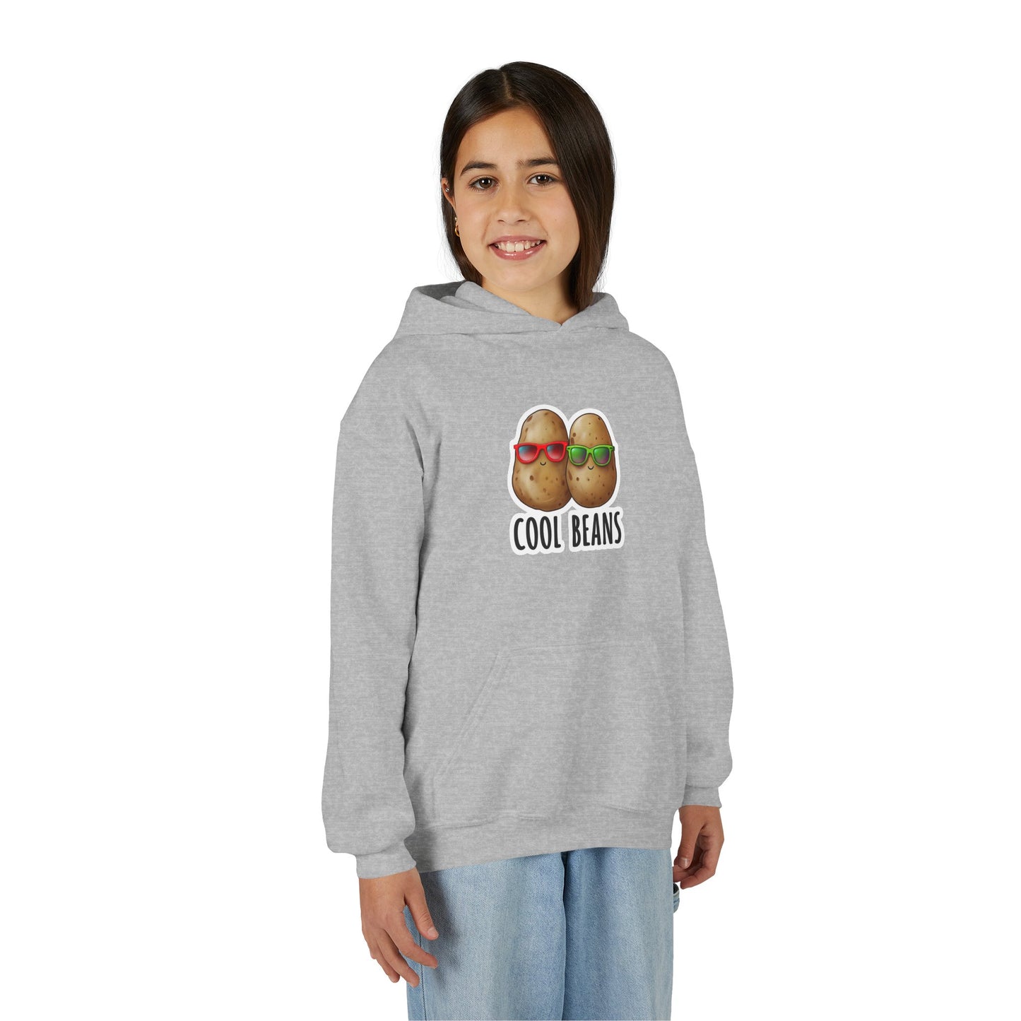 Youth 'Cool Beans' Hoodie – Cute Kids Graphic Sweatshirt with Sunglasses Potato Design