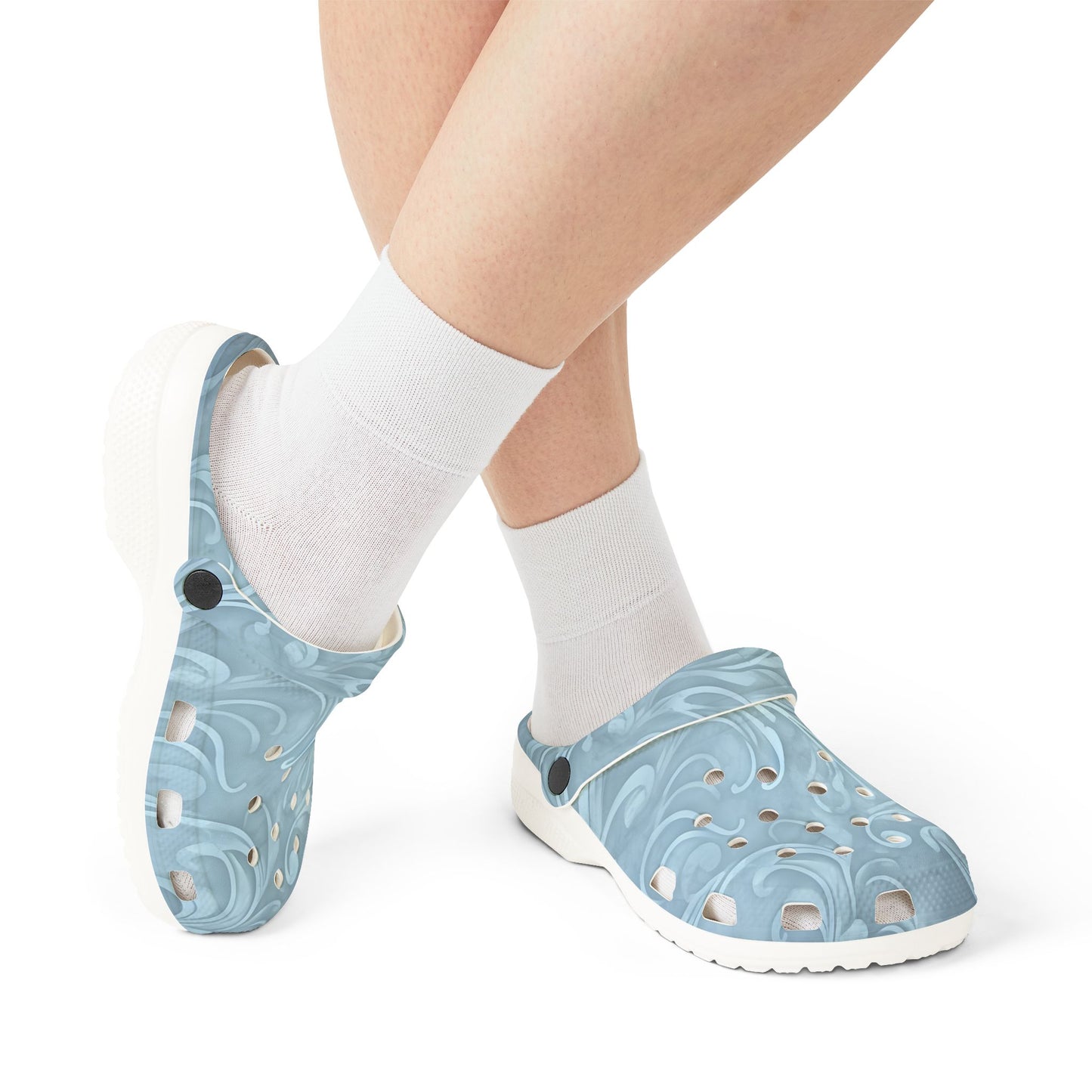 Blue Swirl EVA Foam Clogs — Comfortable Water-Friendly Slip-On Shoes