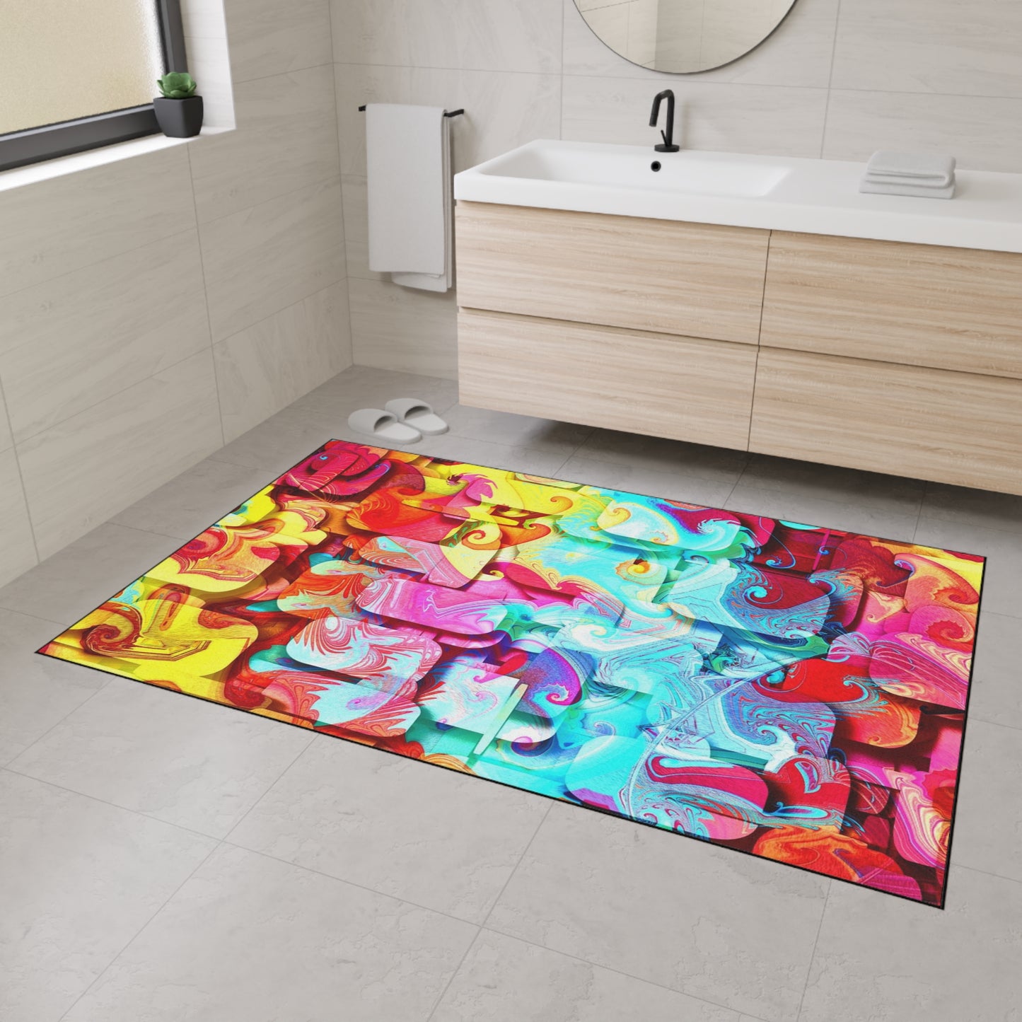 Abstract Color Splash Floor Mat — Heavy Duty Non‑Slip Door Rug