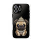 Pug Phone Case – Cute Pug Puppy Illustration on Black Tough Case