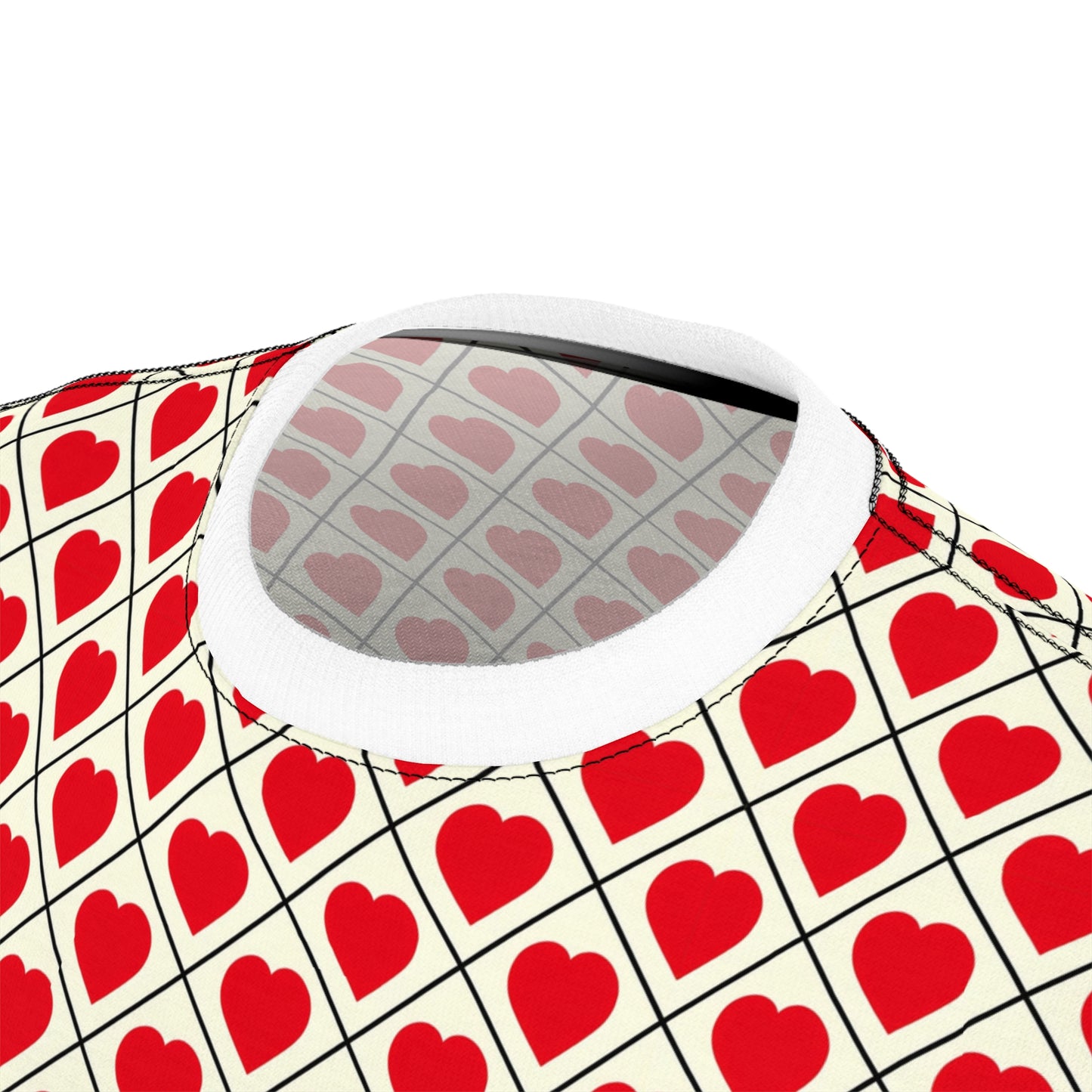 Allover Red Heart Pattern Tee – Valentine’s Day Cut & Sew Shirt