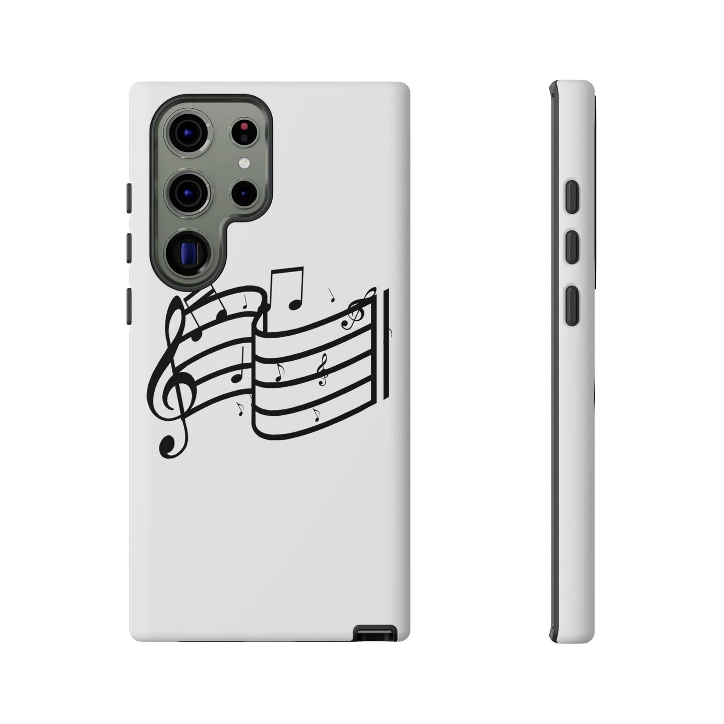 Musical Notes Phone Case — Black Treble Clef Music Staff Tough Case