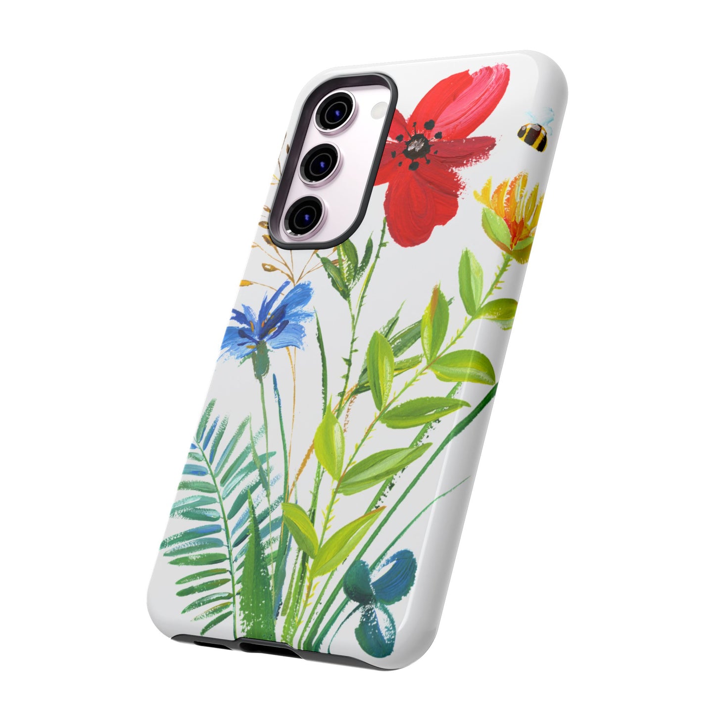 Floral Watercolor Tough Phone Case — Wildflower Bouquet Protective Cover