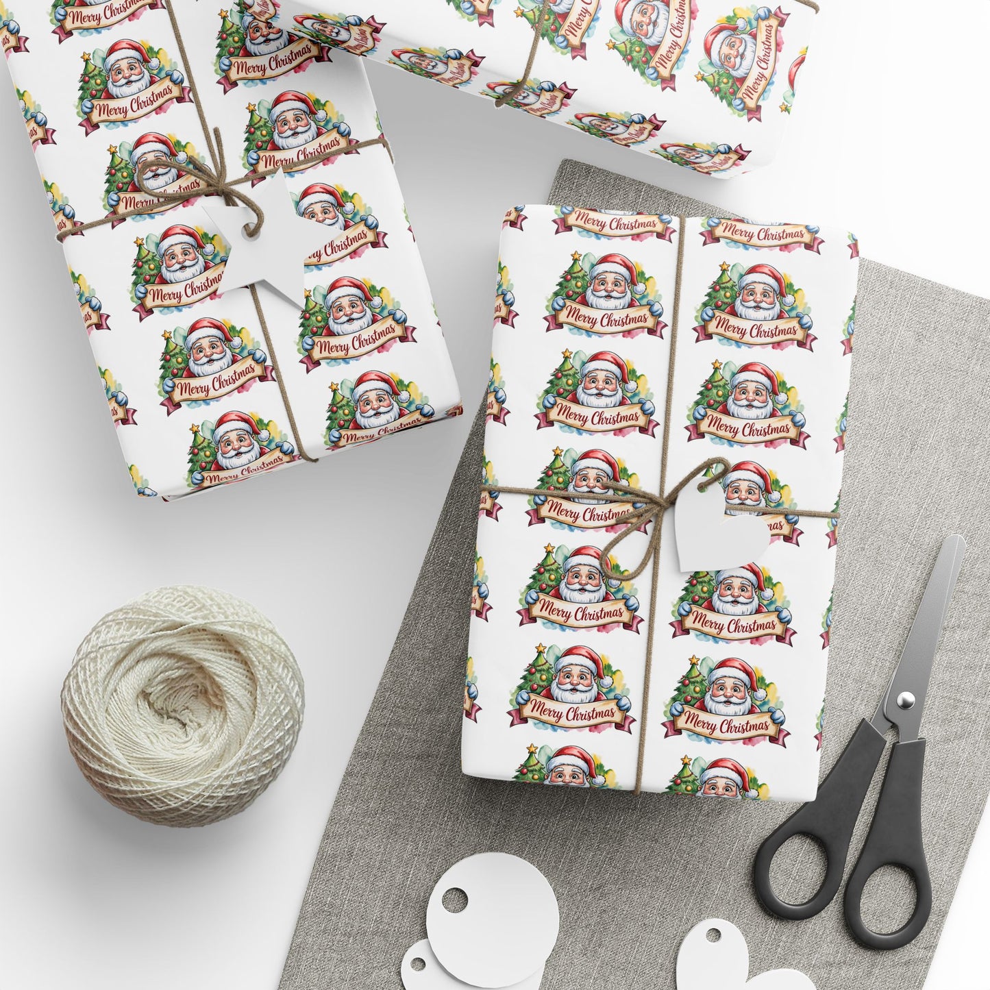 Holiday Santa Emblem Wrapping Paper Roll