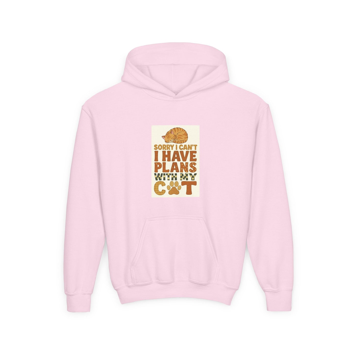 Youth Hoodie — "Sorry I Can't I Have Plans With My Cat" Cute Cat Lover Pullover