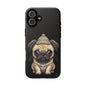 Pug Phone Case – Cute Pug Puppy Illustration on Black Tough Case