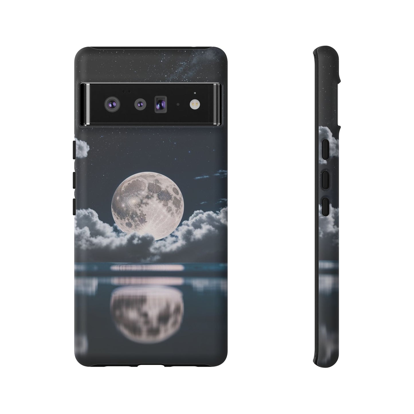 Moonlit Reflection Phone Case — Night Sky Moon & Clouds Tough Case