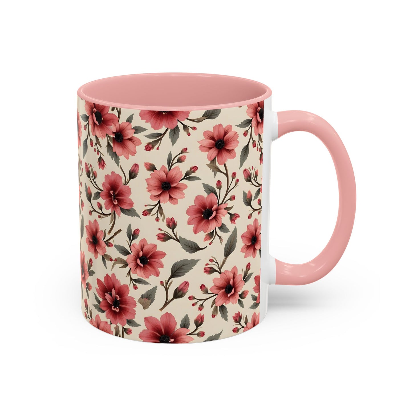 Floral Accent Coffee Mug, Cute Gift for Her, Coffee Lover's Mug, Mother's Day Gift, Housewarming Tea Mug