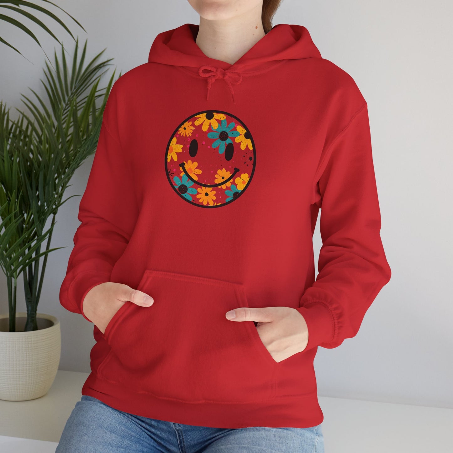 Floral Smiley Hoodie — Retro Daisy Smile Graphic Hoodie