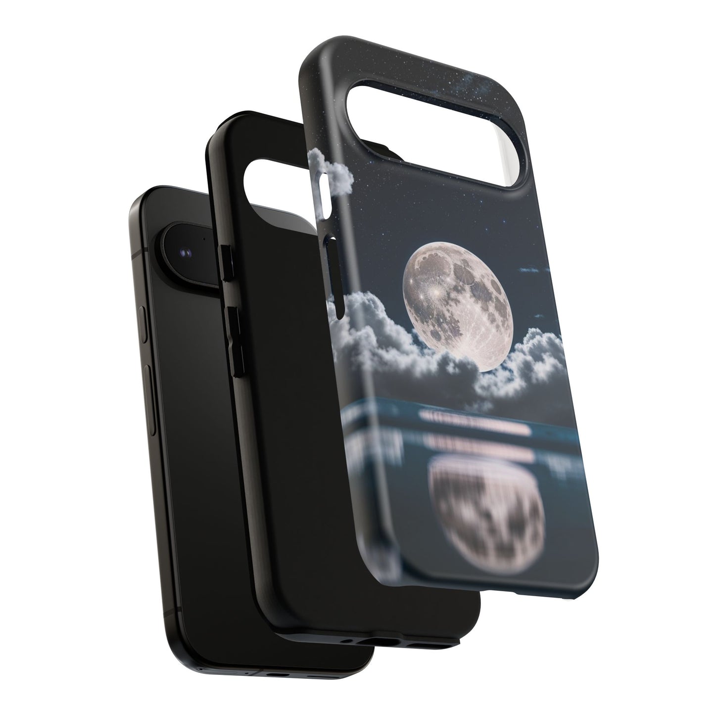 Moonlit Reflection Phone Case — Night Sky Moon & Clouds Tough Case