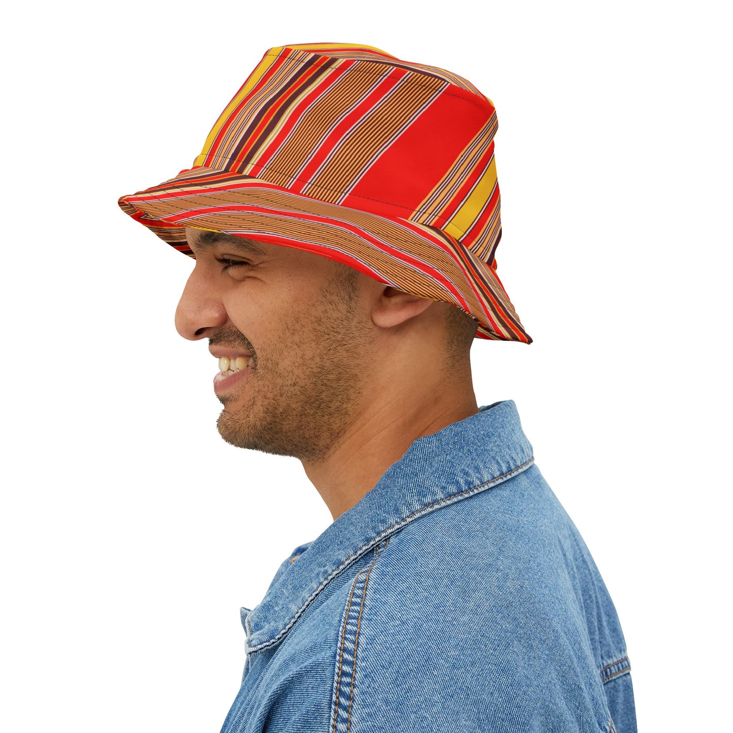 Red Stripe Pattern Bucket Hat — Vibrant Summer Sun Hat