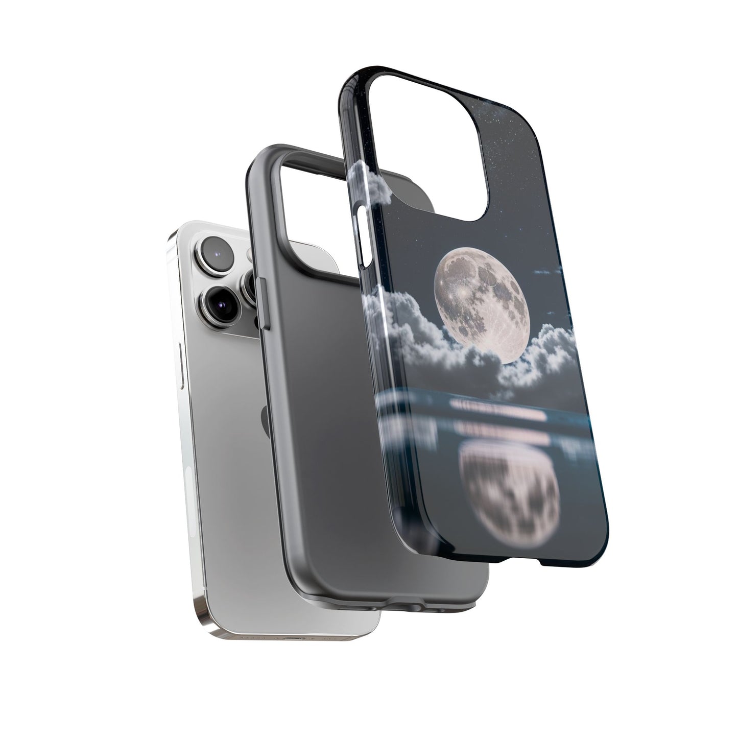 Moonlit Reflection Phone Case — Night Sky Moon & Clouds Tough Case