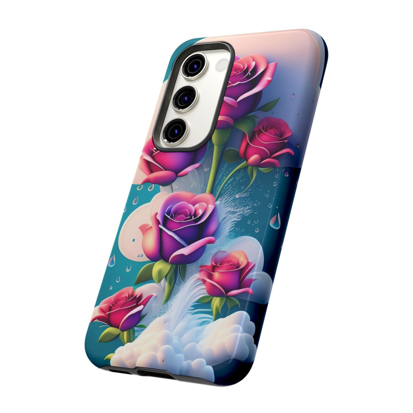 Floral Dream Tough Phone Case — Rose Bouquet Clouds Design