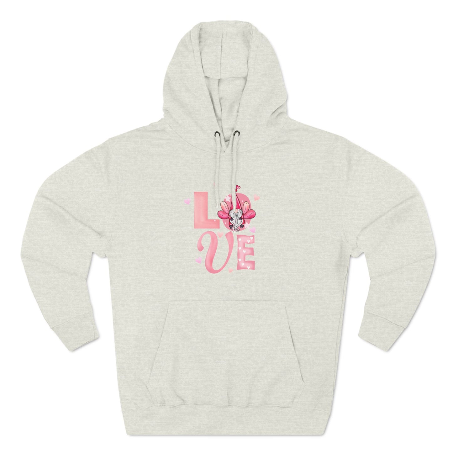Love Blossom Hoodie — Pink Floral "LOVE" Graphic Fleece Hoodie