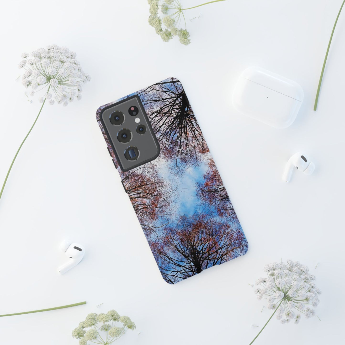 Skyward Trees Phone Case — Nature Forest Canopy Protective Tough Case