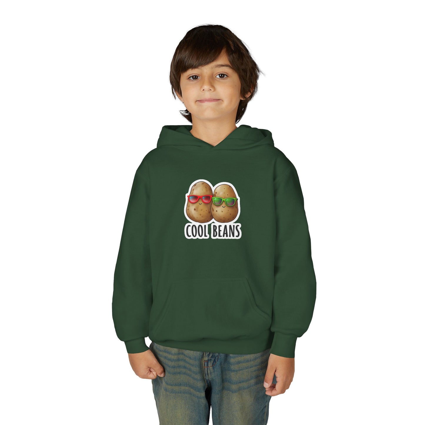 Youth 'Cool Beans' Hoodie – Cute Kids Graphic Sweatshirt with Sunglasses Potato Design