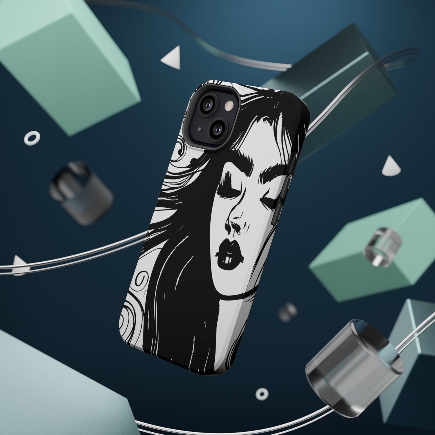 Artistic Black & White Portrait Phone Case — Magnetic Impact-Resistant