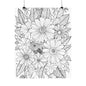DIY Botanical Doodle Poster — Black & White Floral Coloring Art Print