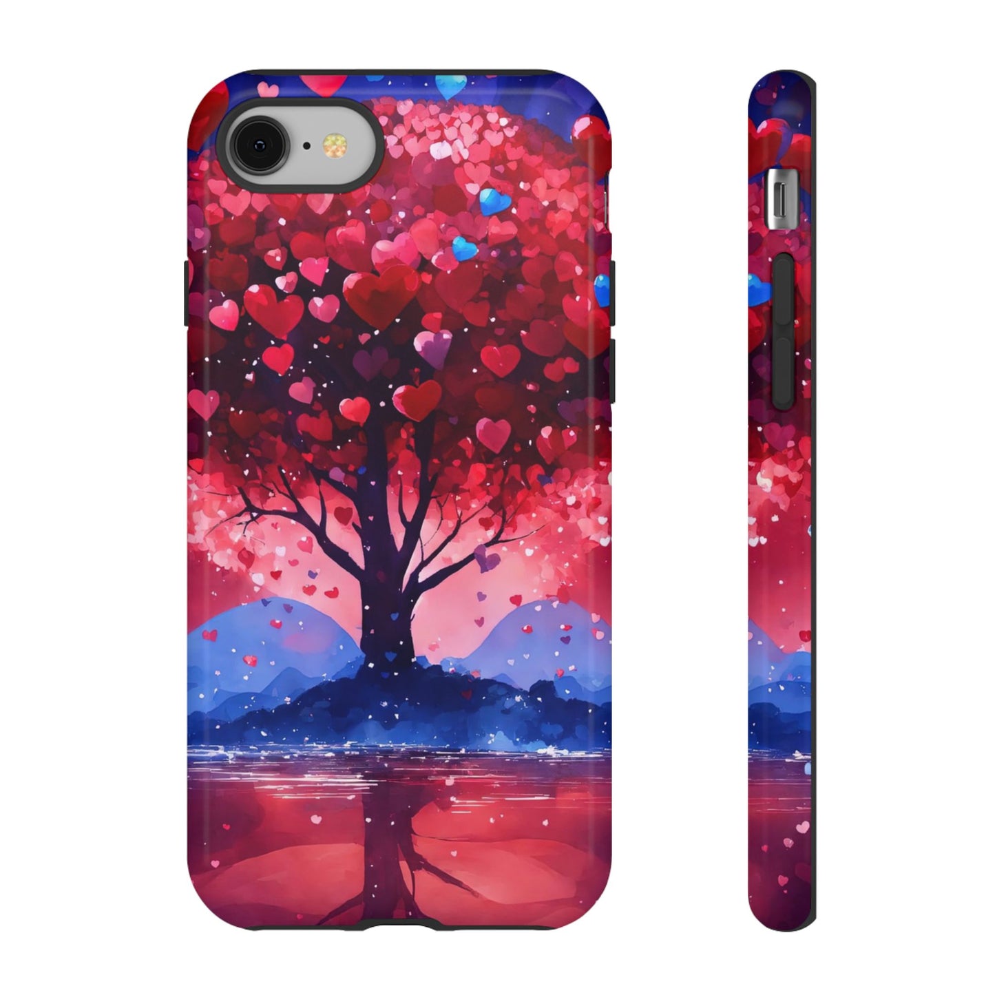 Heart Tree Phone Case — Romantic Red & Blue Protective Tough Case