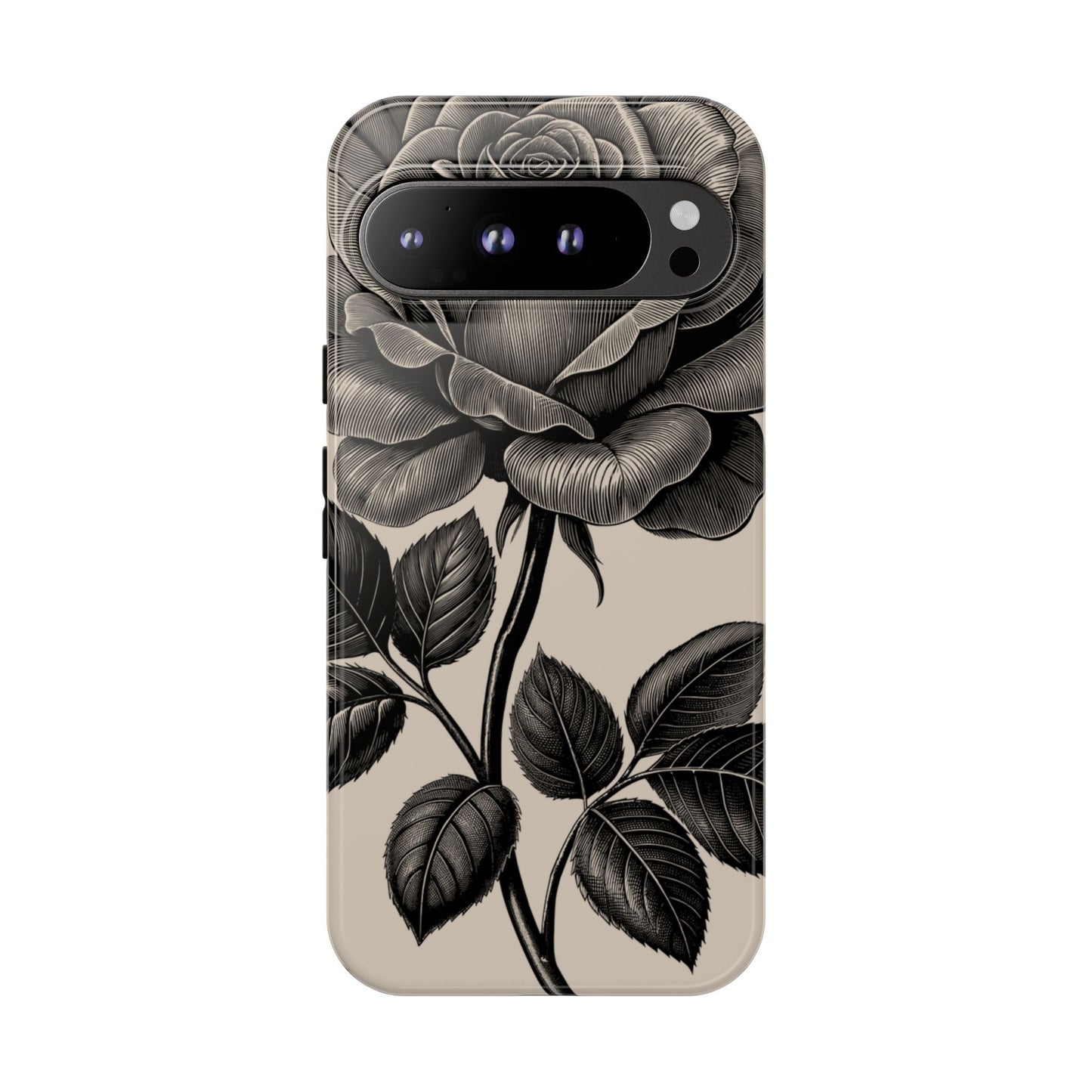 Black Rose Phone Case, Tough Cases with Floral Design, Elegant Tech Accessory, Gift for Flower Lovers, Stylish Protection