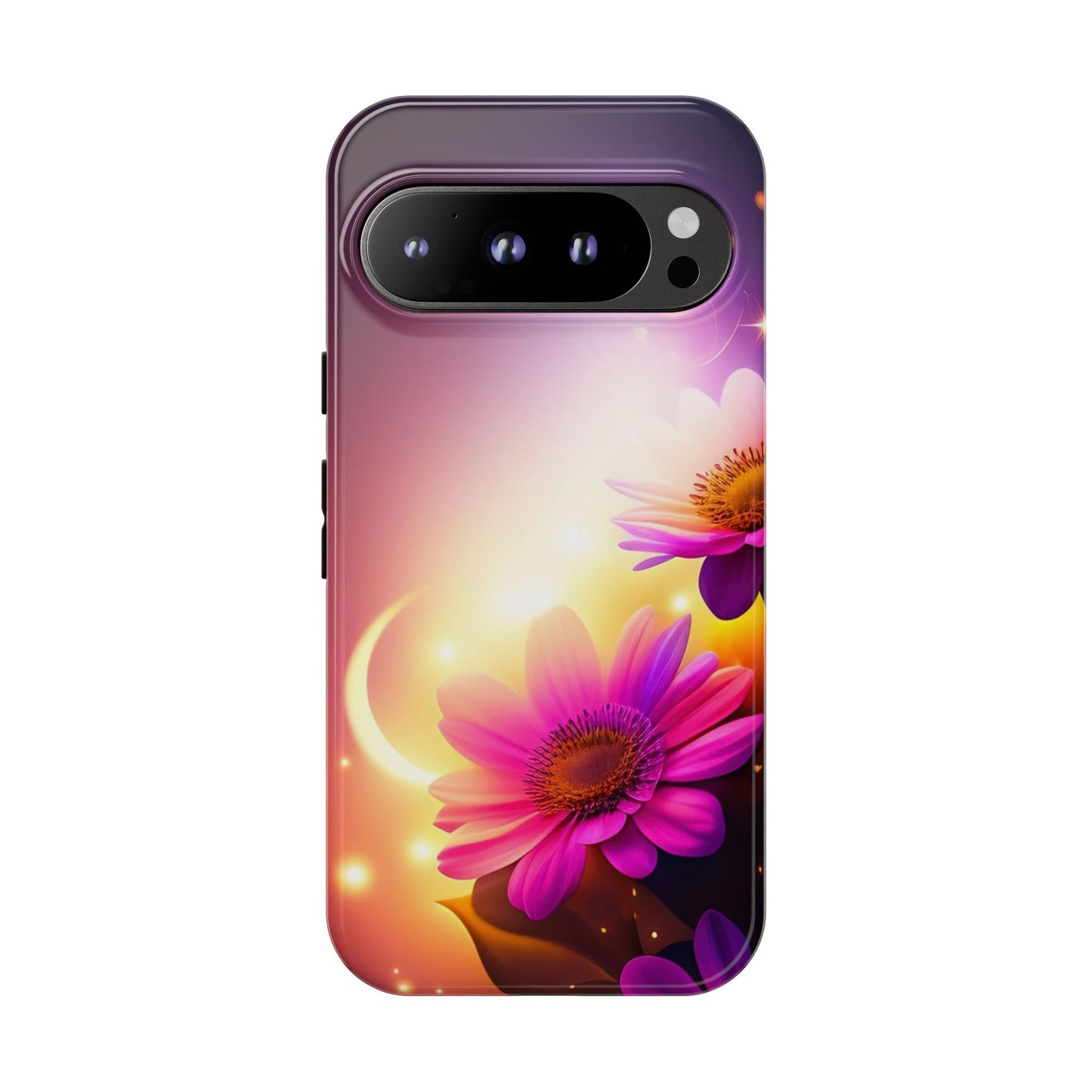 Floral Moonlight Phone Case – Purple Daisy Protective Cover