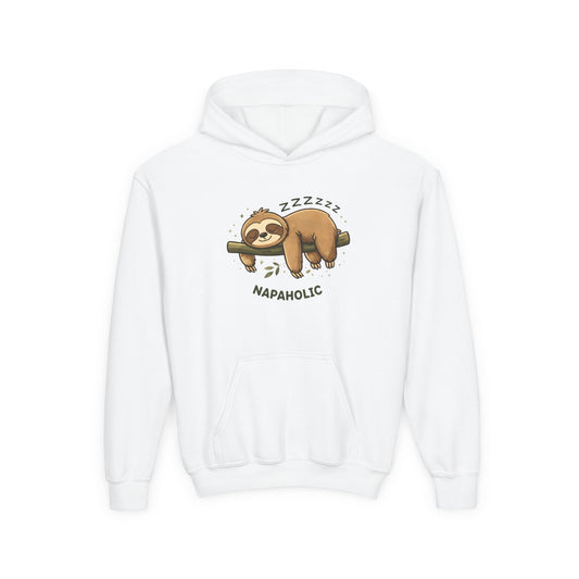 Youth Hoodie — 'Napaholic' Cute Sleeping Sloth Pullover