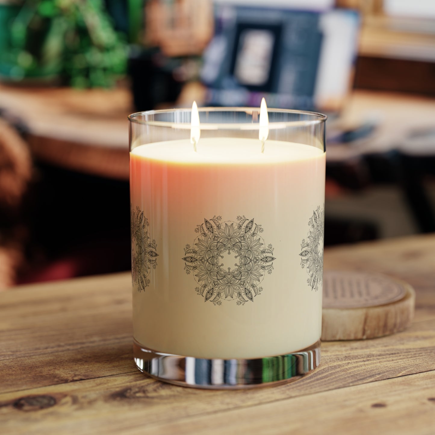 11oz Scented Candle — Decorative Mandala Glass Candle