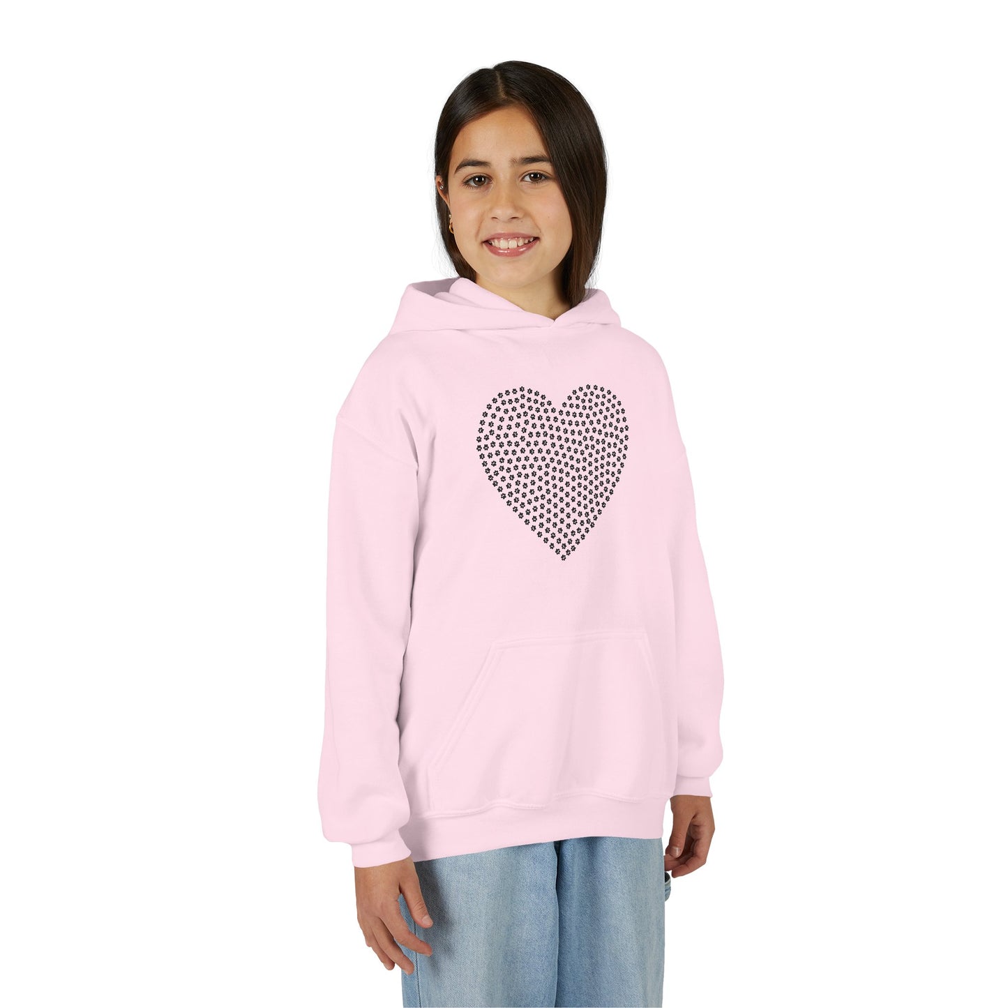 Youth Hoodie — Dotted Heart Graphic Pullover