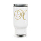 Monogram 'N' Gold Travel Mug — 14oz Stainless Steel Insulated Tumbler with Handle