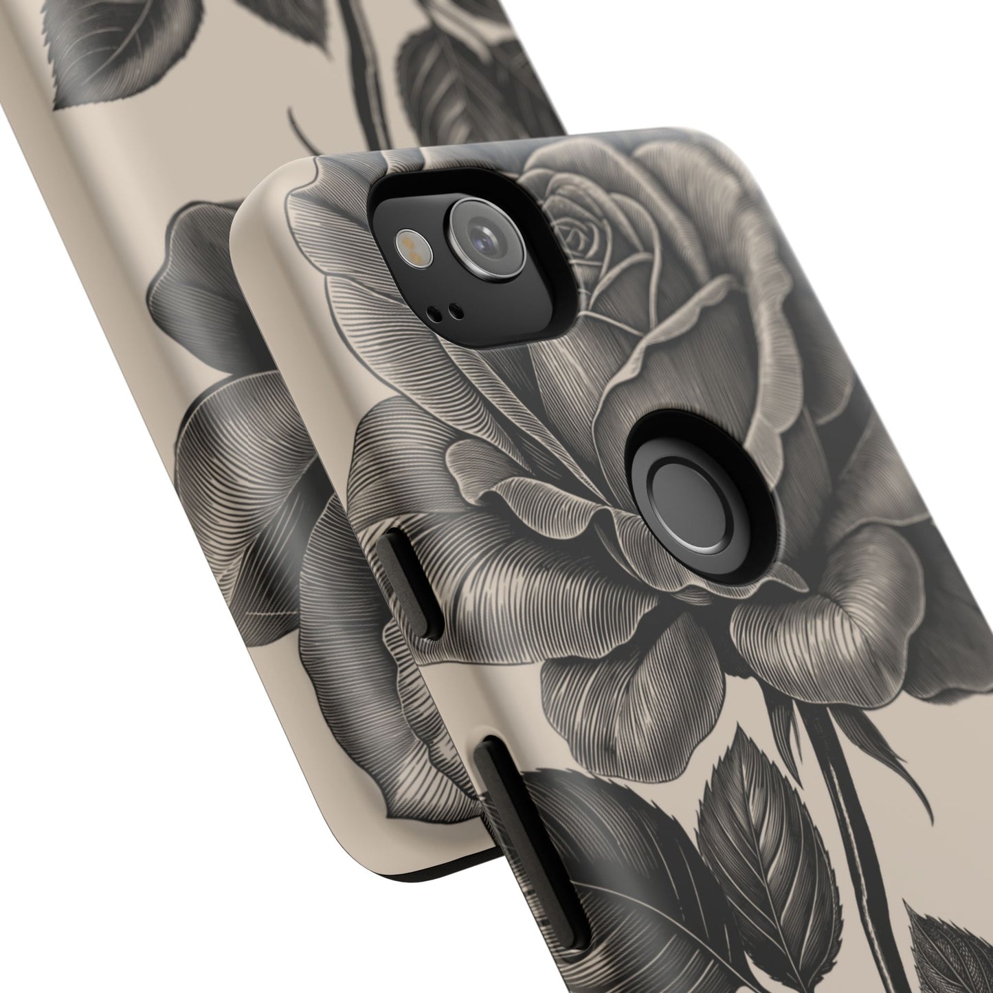 Black Rose Phone Case, Tough Cases with Floral Design, Elegant Tech Accessory, Gift for Flower Lovers, Stylish Protection