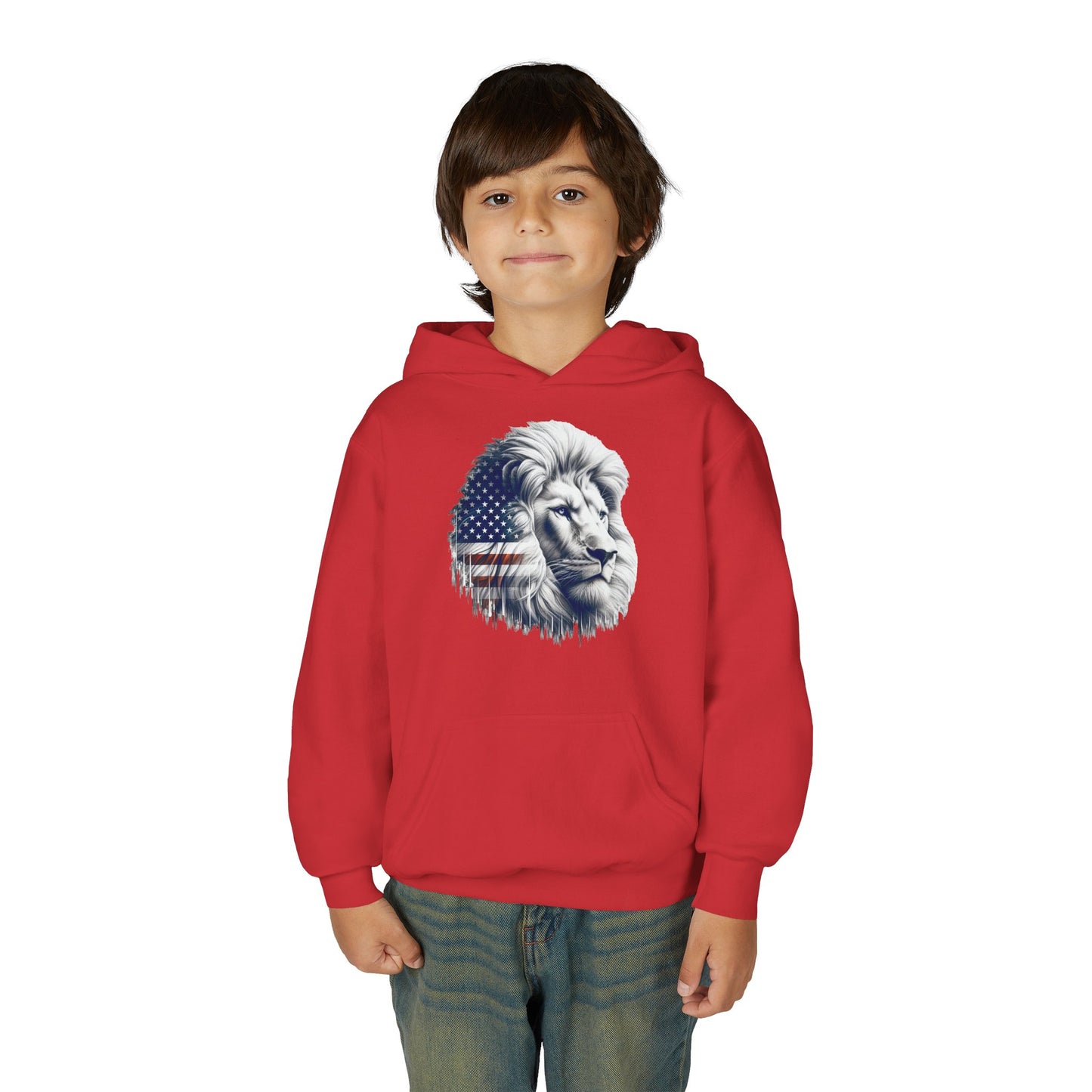 American Flag Lion Hoodie | Patriotic Lion Graphic Youth Sweatshirt