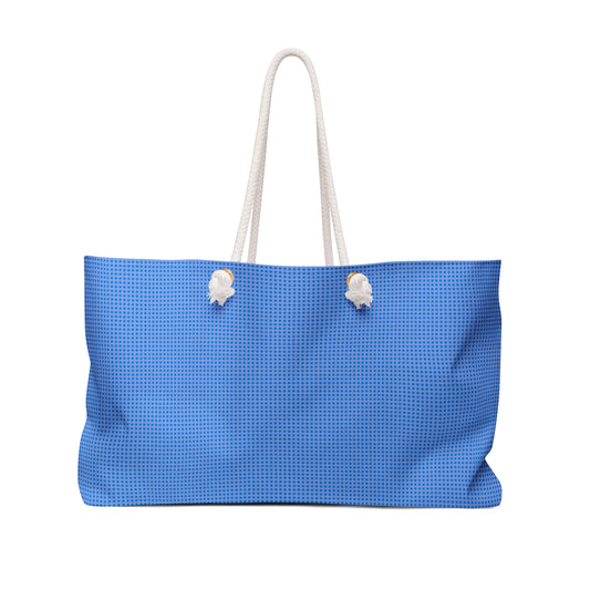 Blue Gingham Weekender Bag — Spacious Travel Tote for Weekend Getaways