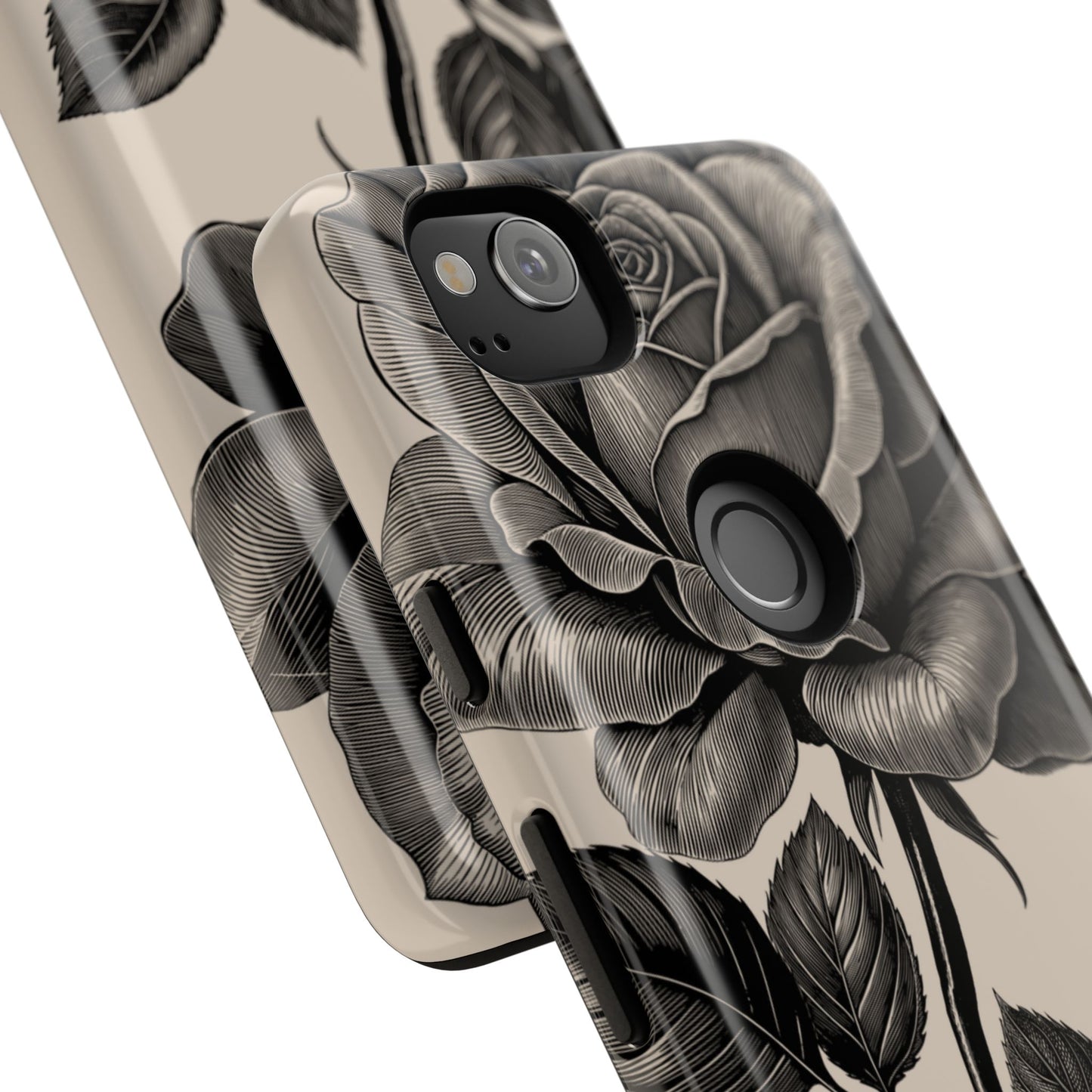 Black Rose Phone Case, Tough Cases with Floral Design, Elegant Tech Accessory, Gift for Flower Lovers, Stylish Protection