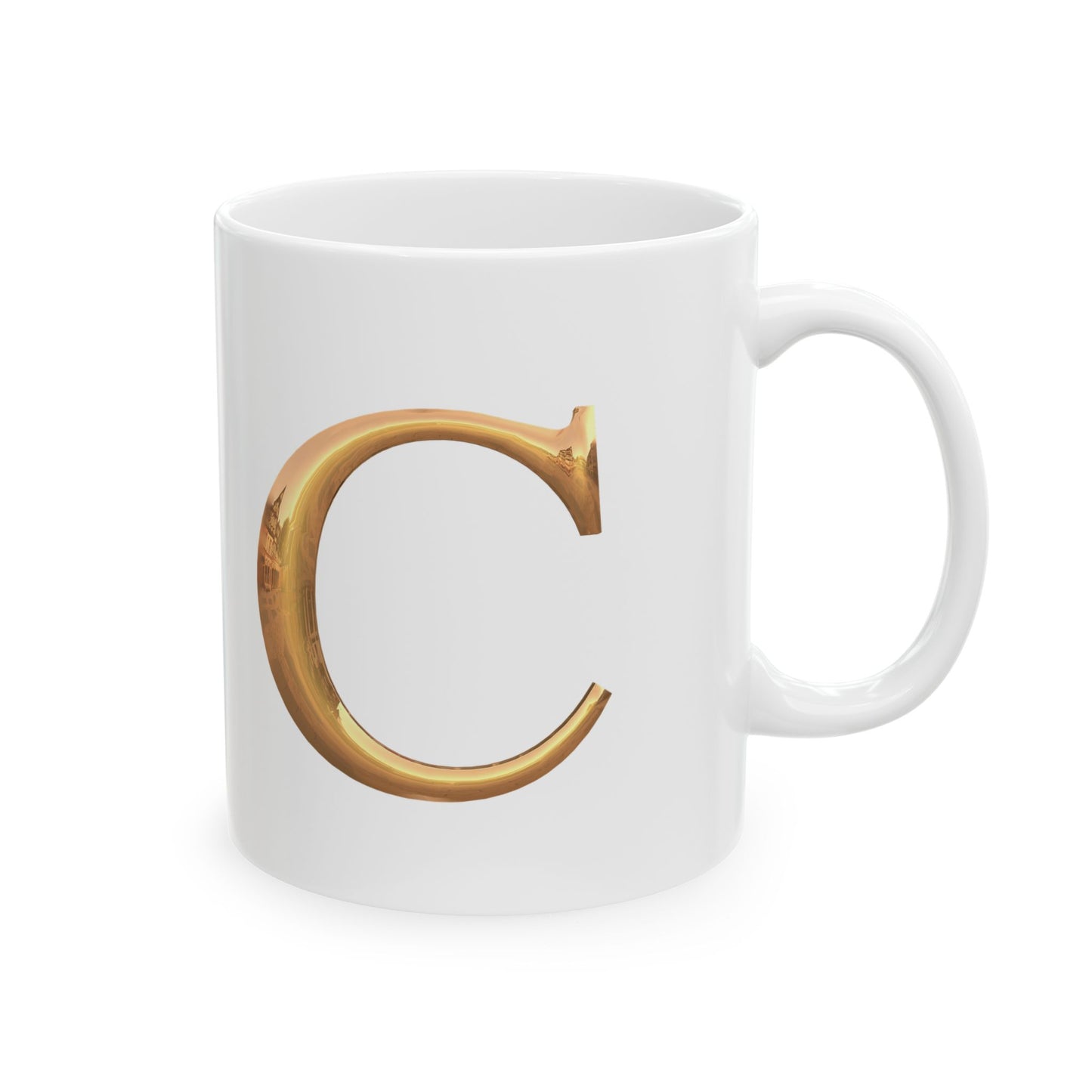 Elegant Golden Letter Ceramic Mug, Personalized Coffee Cup Letter C