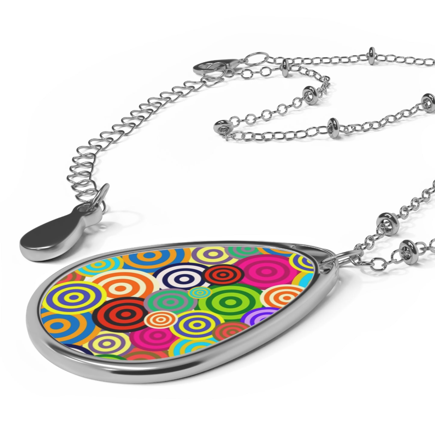 Colorful Circle Pendant Necklace, Boho Jewelry, Gift for Her, Everyday Jewelry, Unique Accessories, Fun Statement Piece