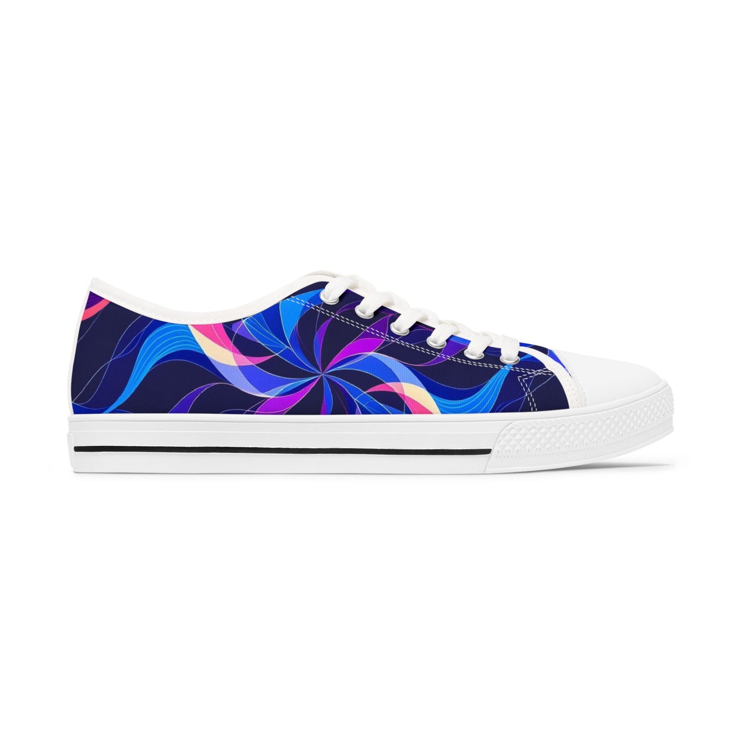 Women's Low Top Sneakers — Blue Purple Swirl Graphic Casual Shoes