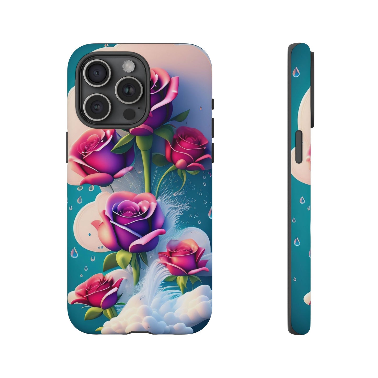 Floral Dream Tough Phone Case — Rose Bouquet Clouds Design