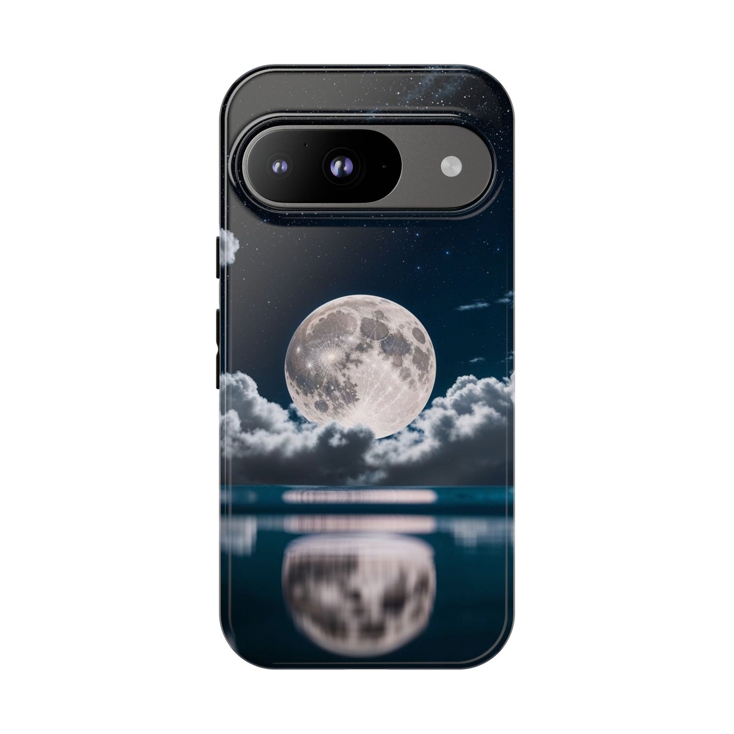 Moonlit Reflection Phone Case — Night Sky Moon & Clouds Tough Case