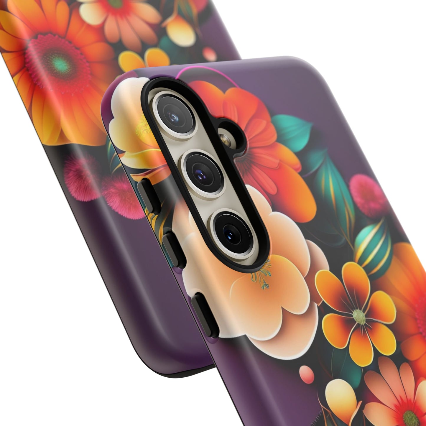 Floral Burst Tough Phone Case — Colorful Retro Flowers Protective Cover