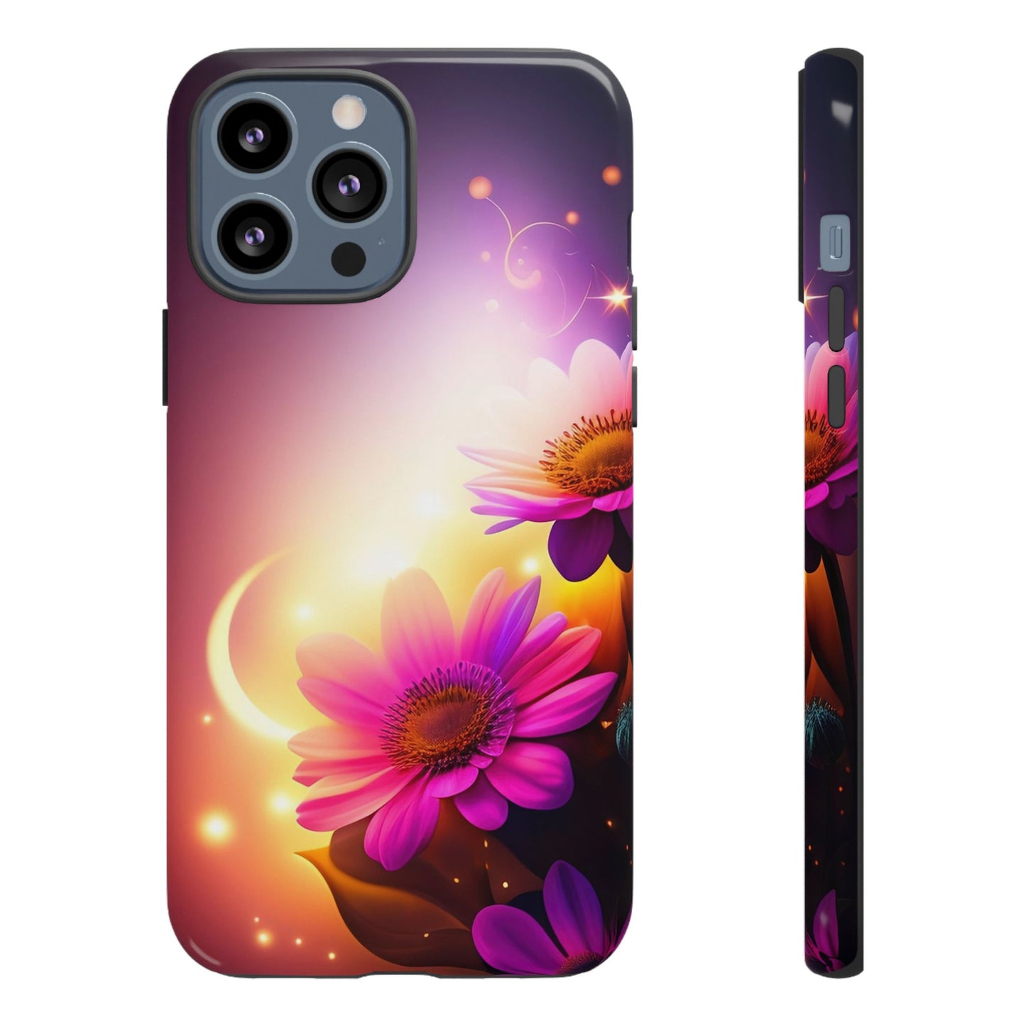 Floral Moonlight Phone Case – Purple Daisy Protective Cover
