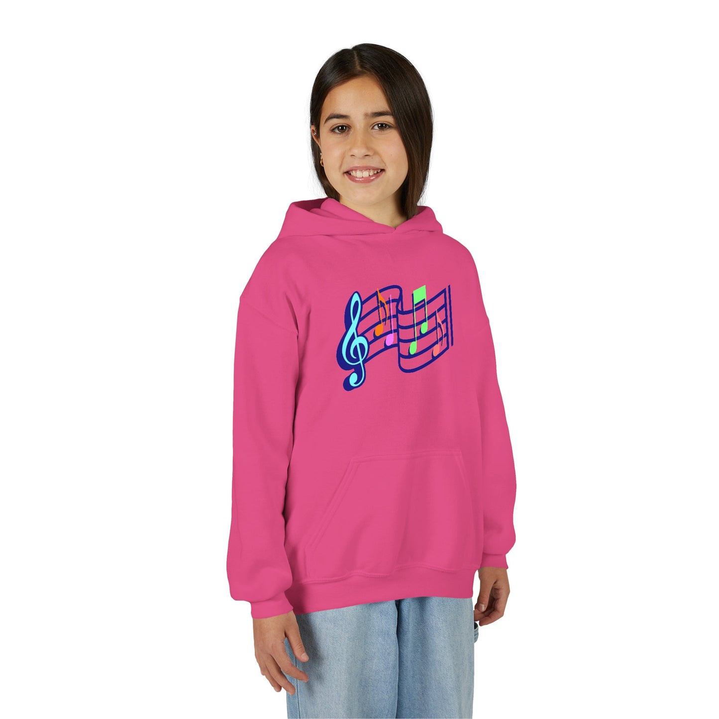 Kids Music Notes Hoodie — Colorful Treble Clef & Sheet Music Sweatshirt