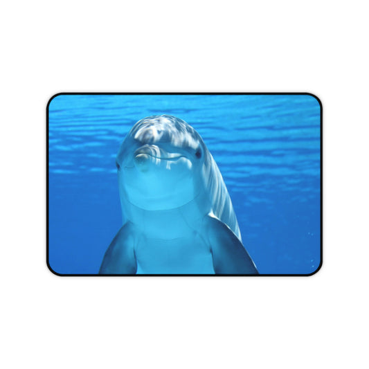 Dolphin Desk Mat — Playful Ocean Blue Mouse Pad