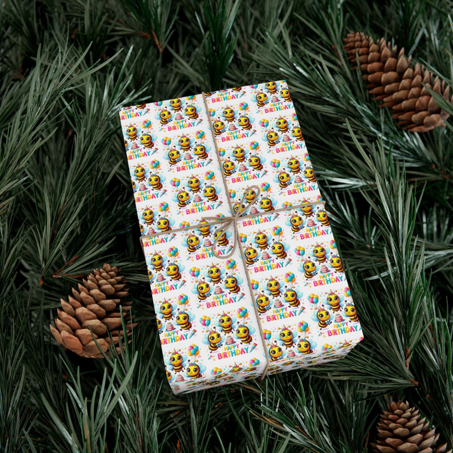 Wrapping Paper — Cute Chick 'Happy Birthday' Bee Pattern Gift Wrap