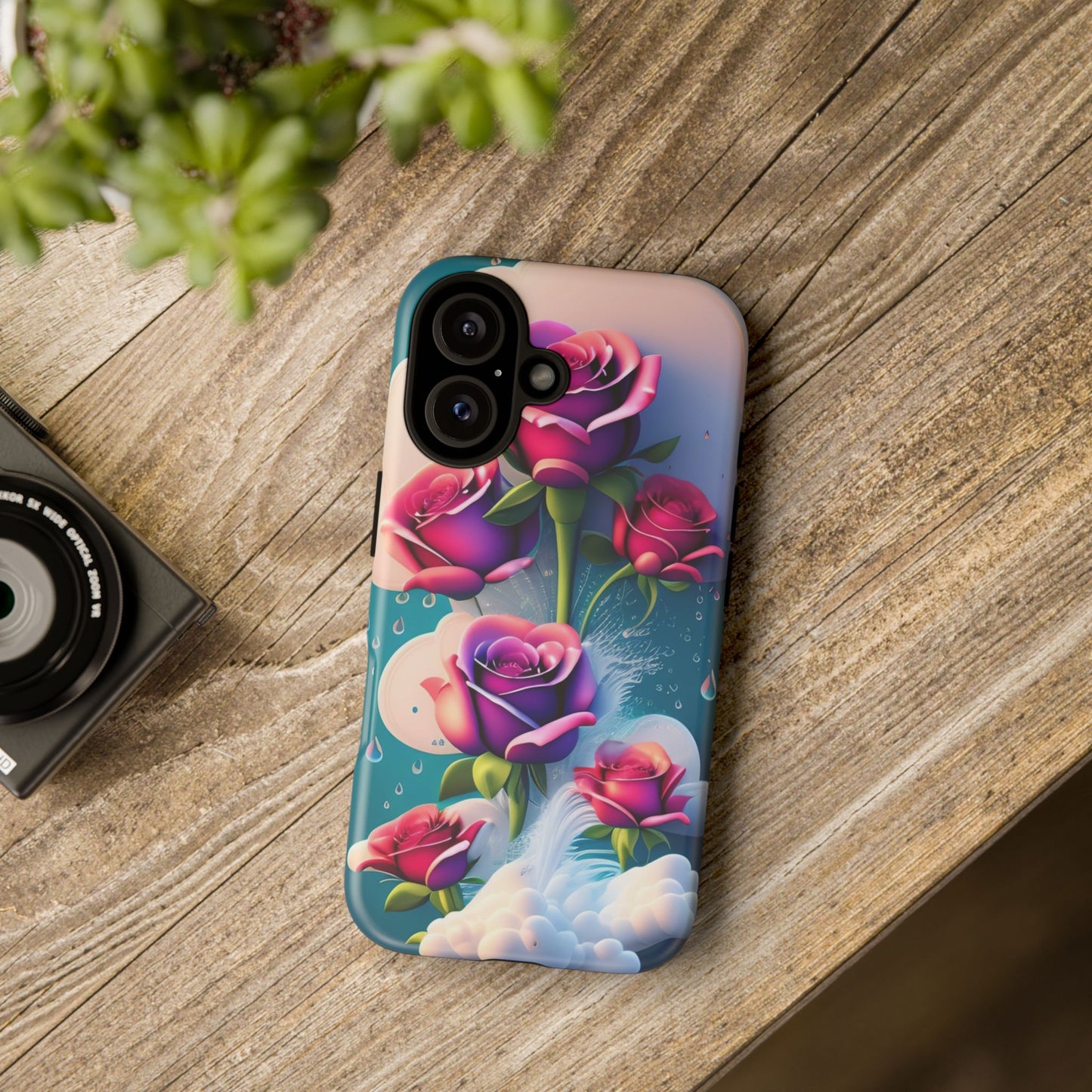 Floral Dream Tough Phone Case — Rose Bouquet Clouds Design