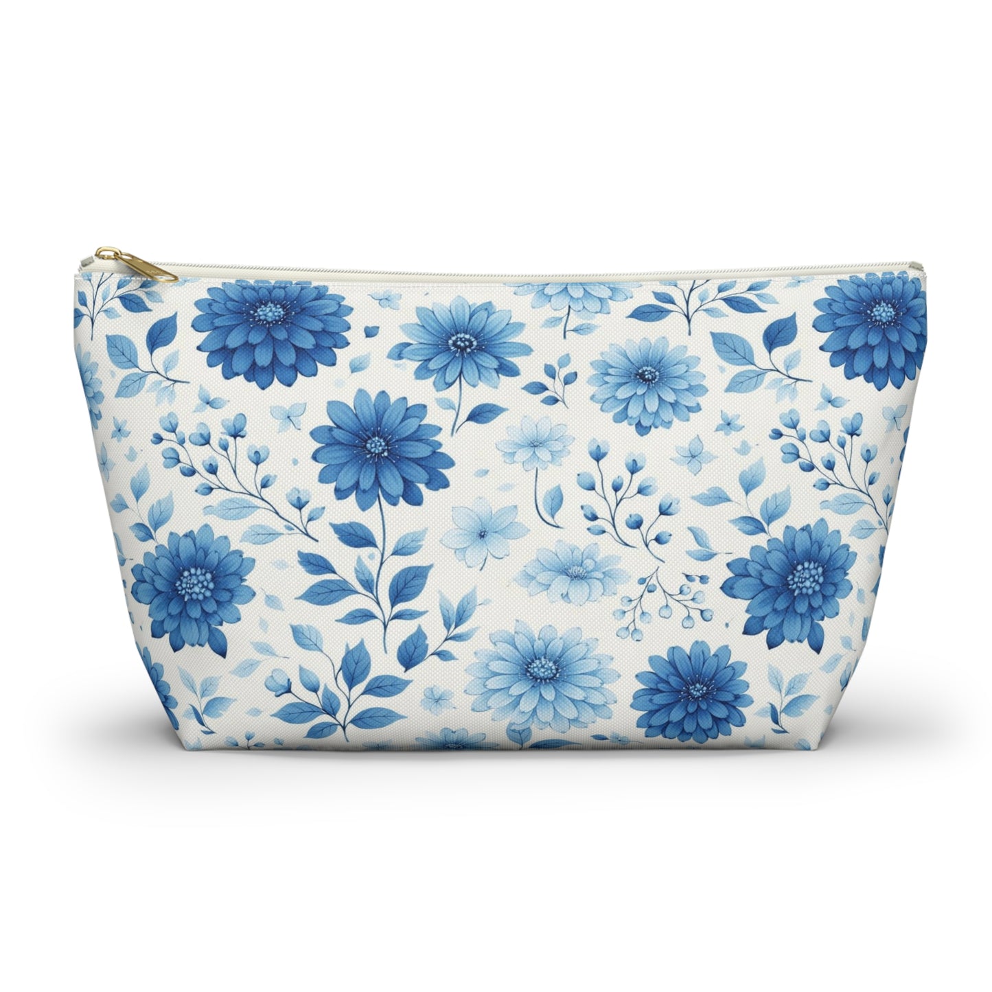 Blue Floral Accessory Pouch — T‑Bottom Makeup & Travel Bag