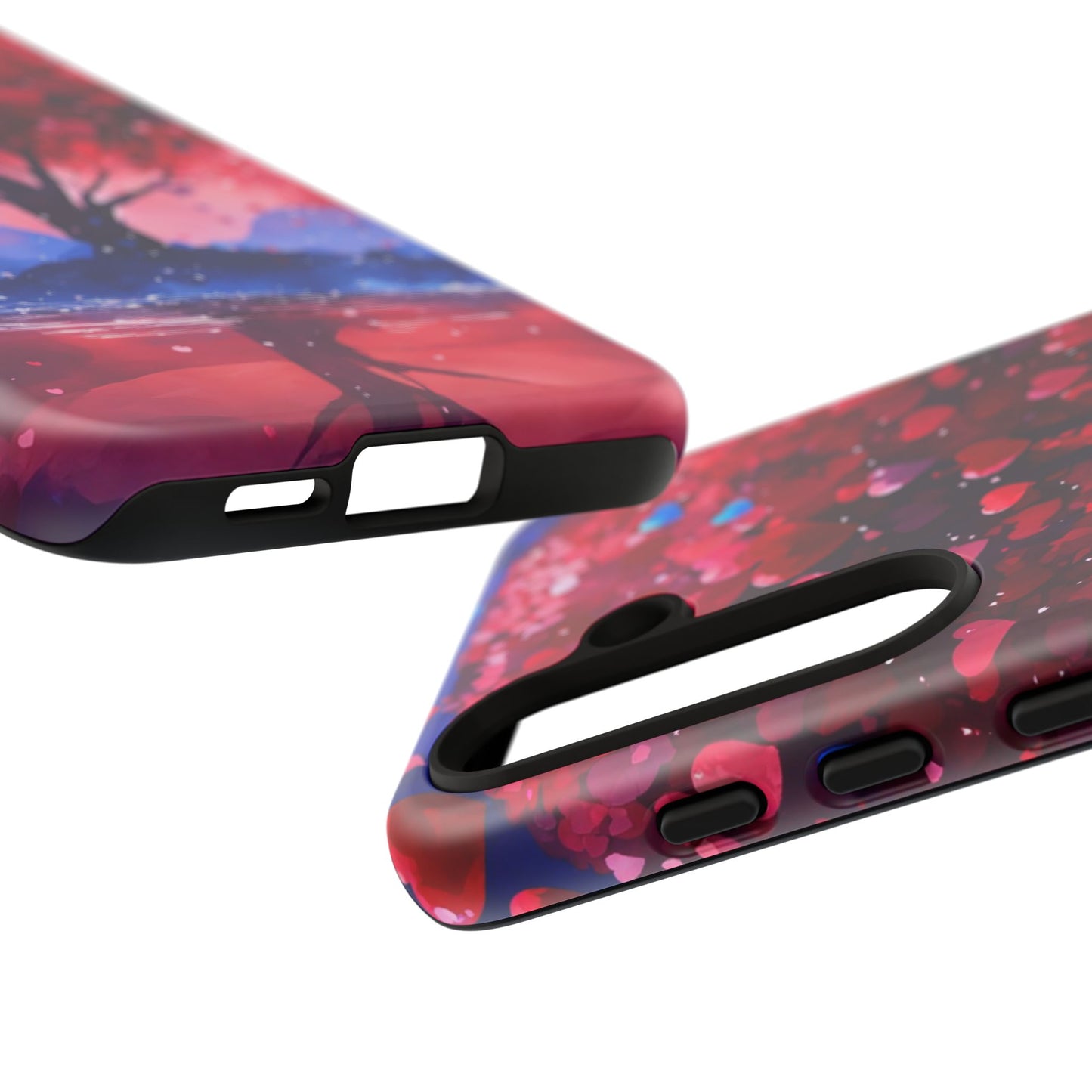 Heart Tree Phone Case — Romantic Red & Blue Protective Tough Case