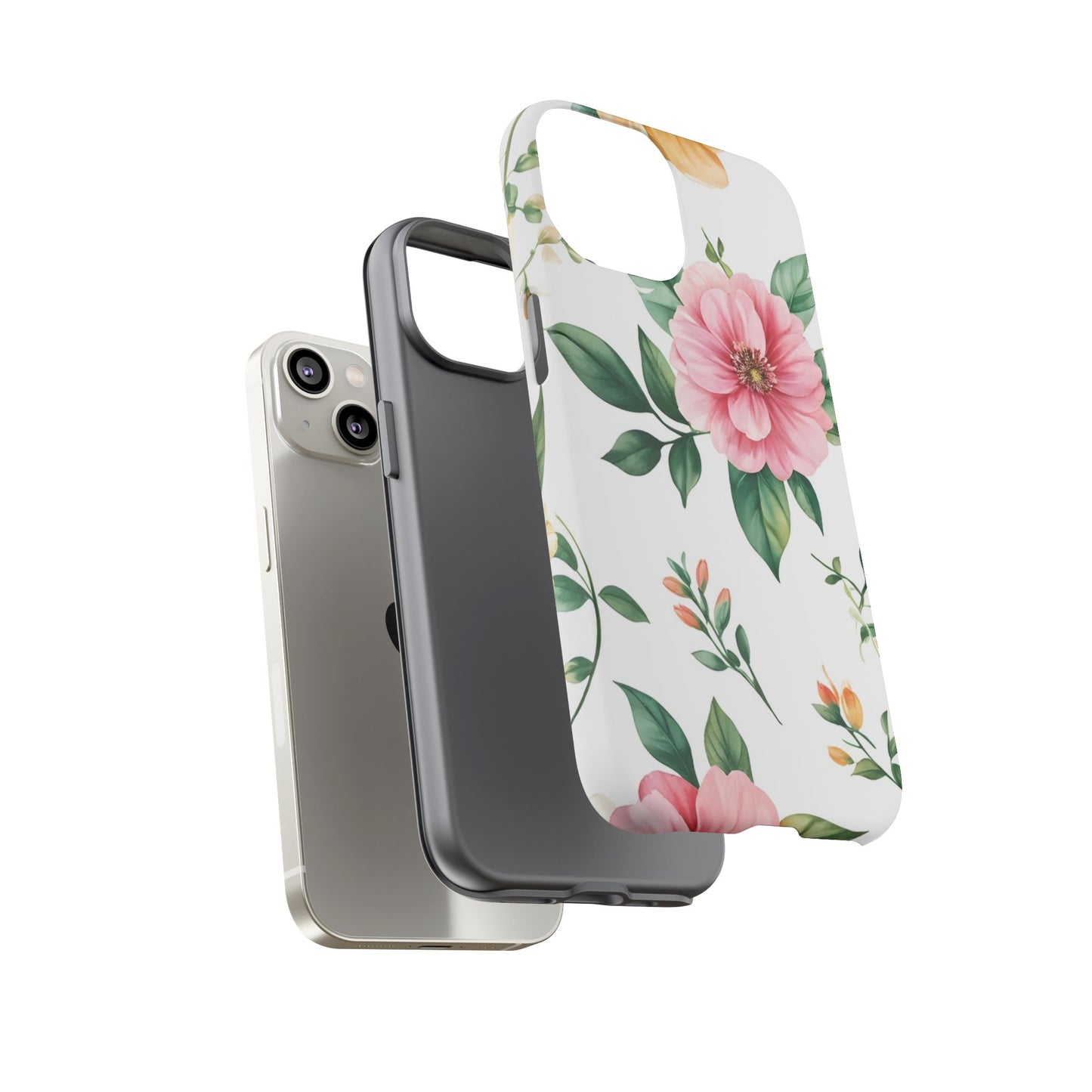 Floral Tough Phone Case — Pink Peony Protective Phone Cover