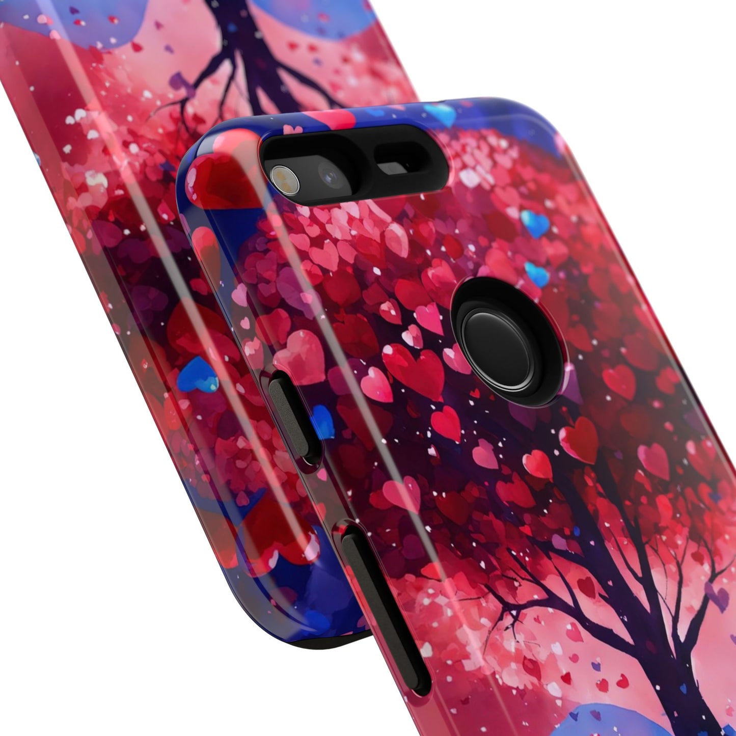 Heart Tree Phone Case — Romantic Red & Blue Protective Tough Case
